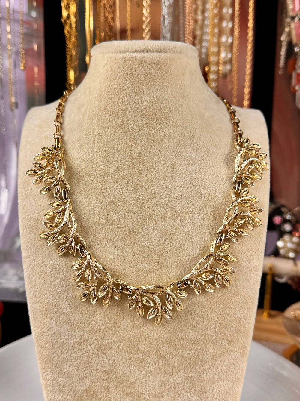 Coro Gold Leaf Vine Necklace